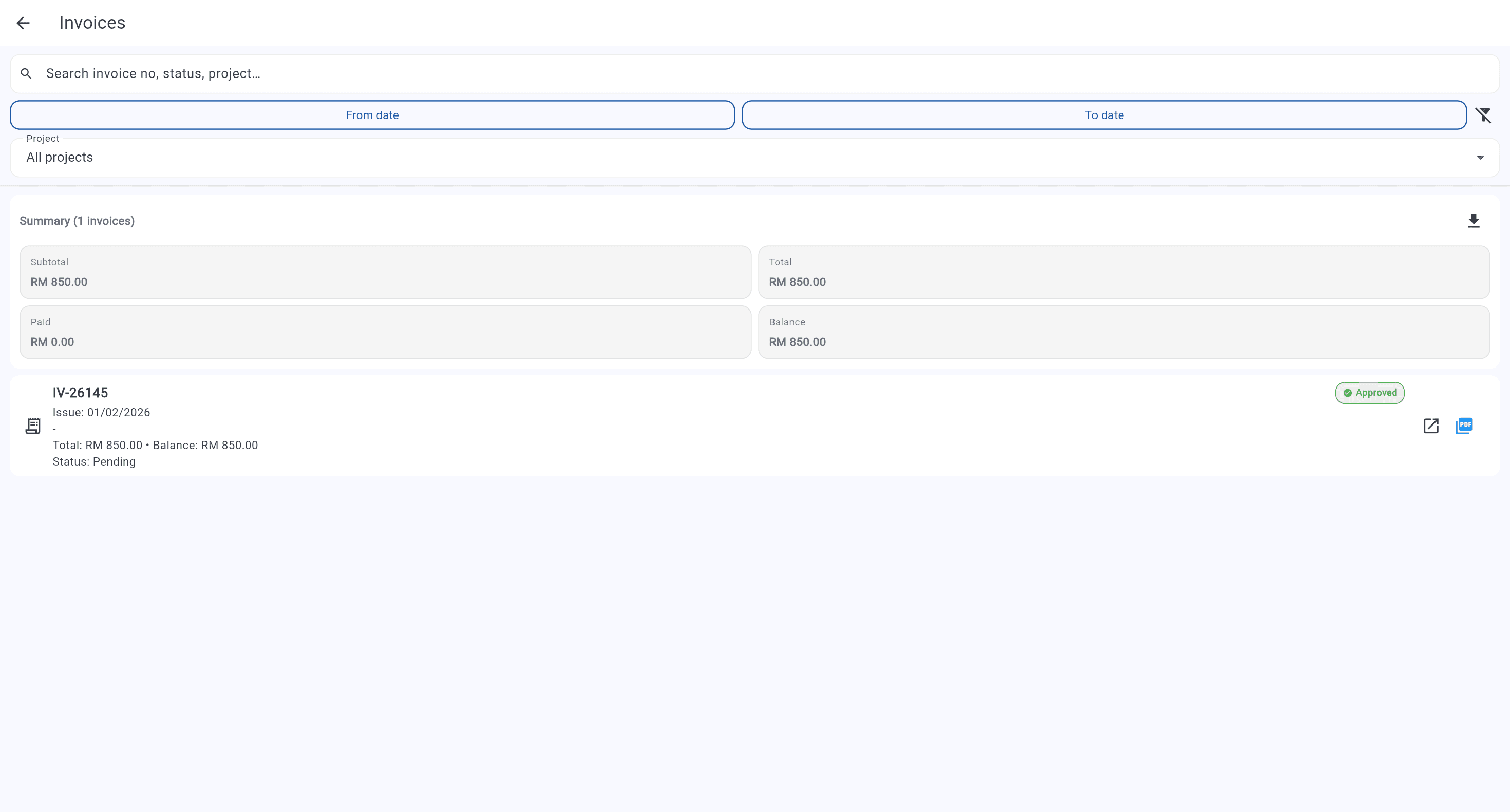Corporate invoice tracking and billing management for Johor Bahru transport
